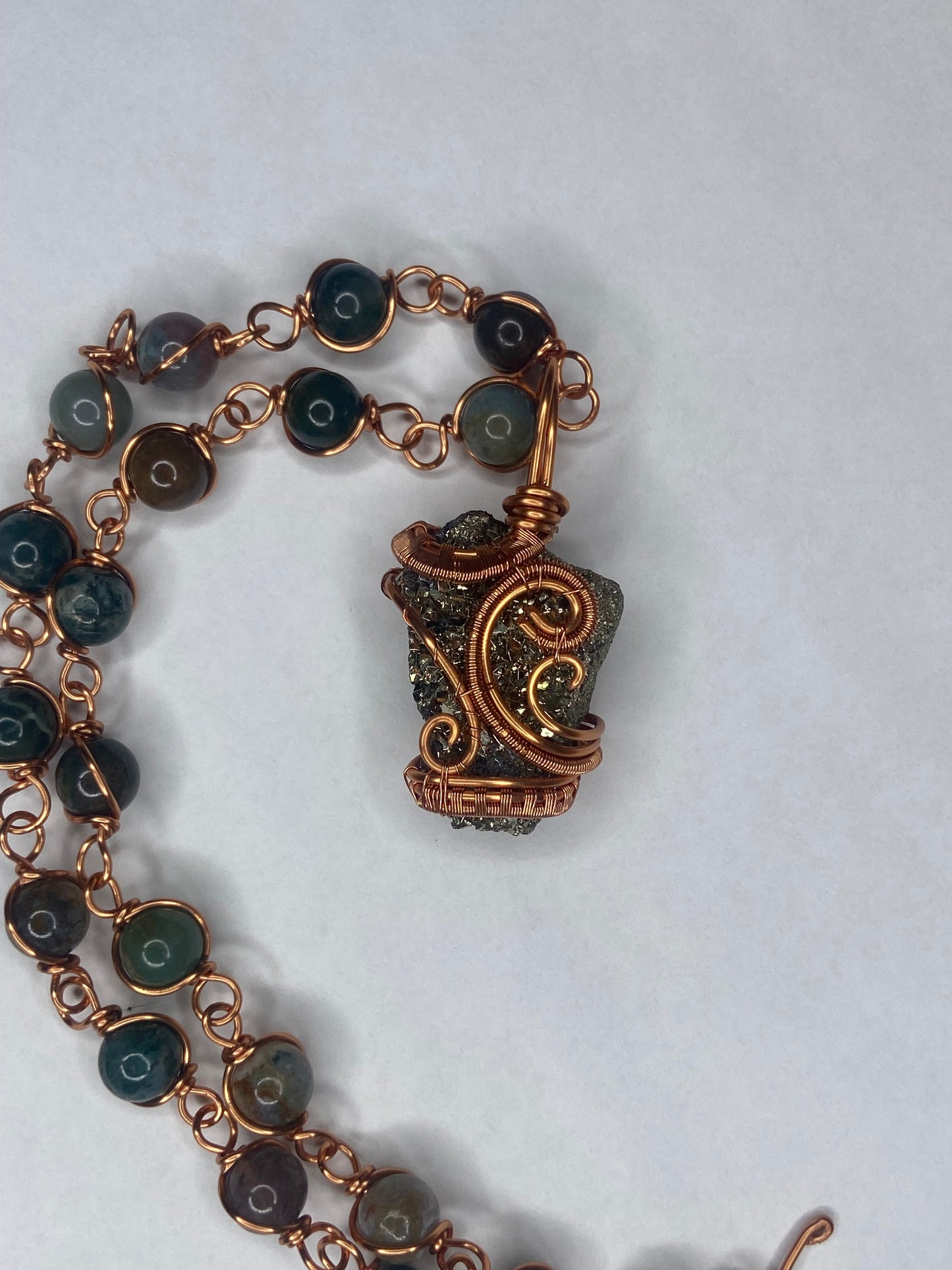 Luxury Pyrite /Indian Agate Masterpiece Healing Pendant +Necklace