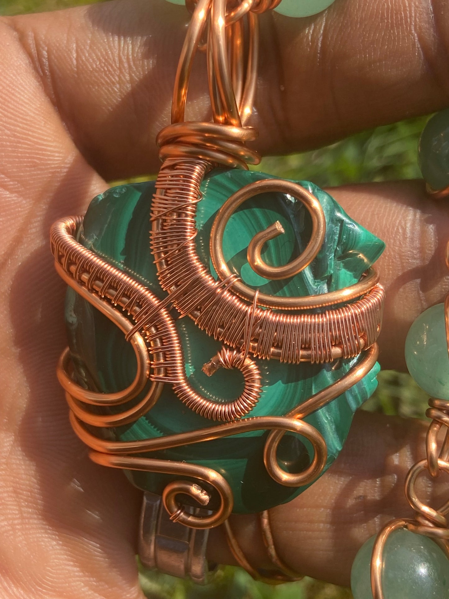 Green Malachite + Aventurine Reiki Infused Masterpiece Pendant