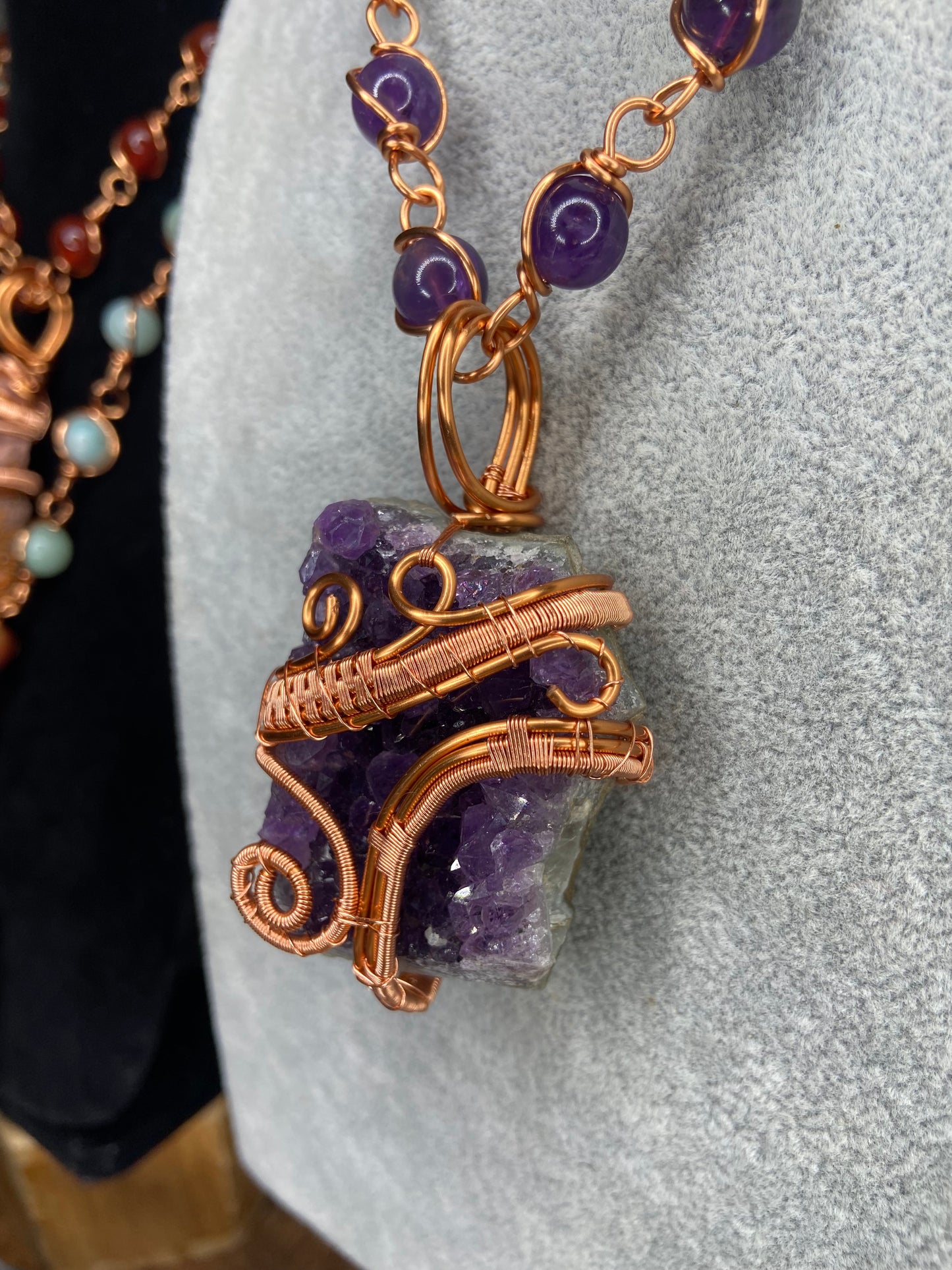 Amethyst Reiki Infused Copper Wrapped Masterpiece Pendant