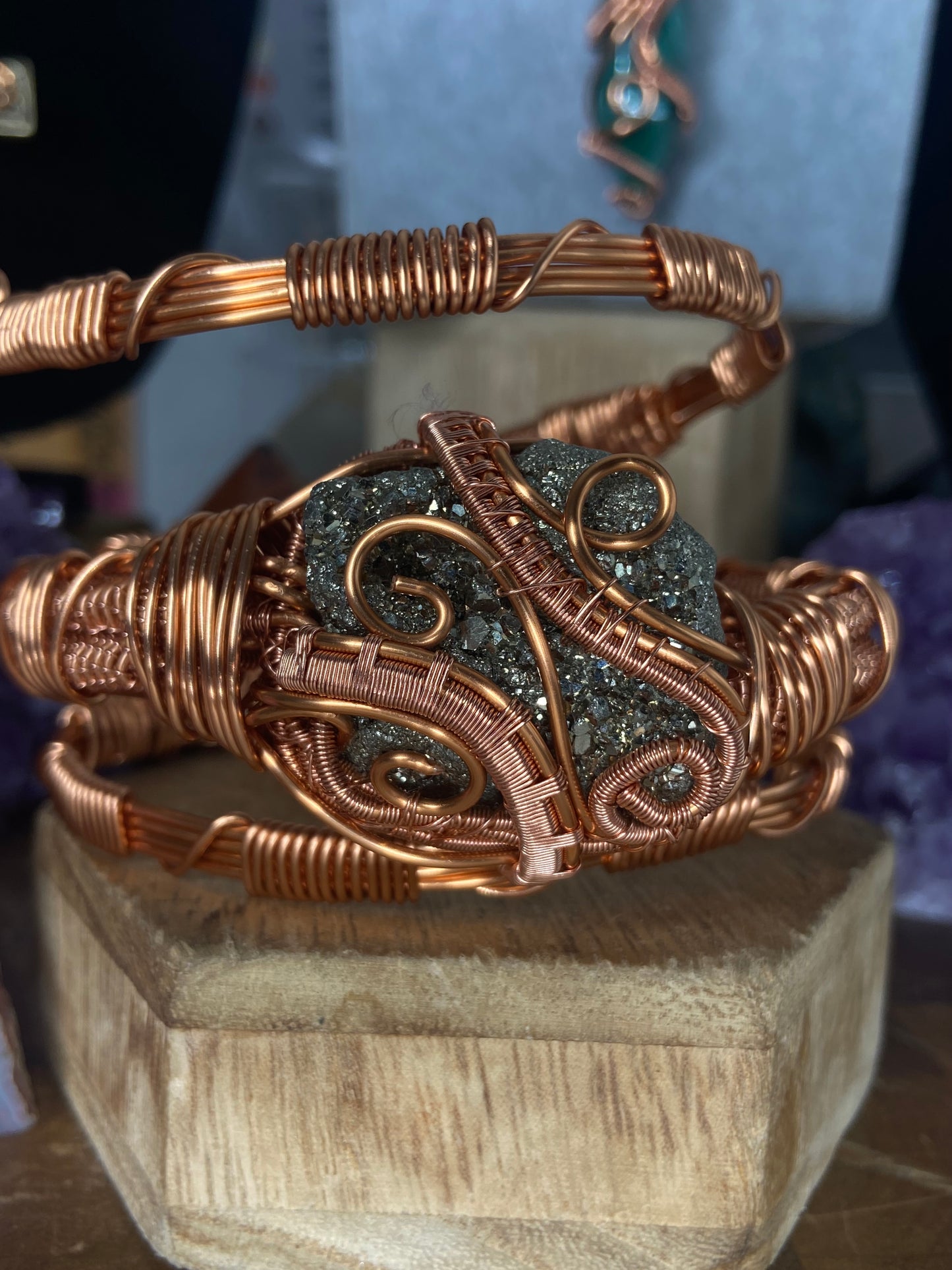 Luxury Pyrite Reiki Infused Masterpiece Copper Bracelet