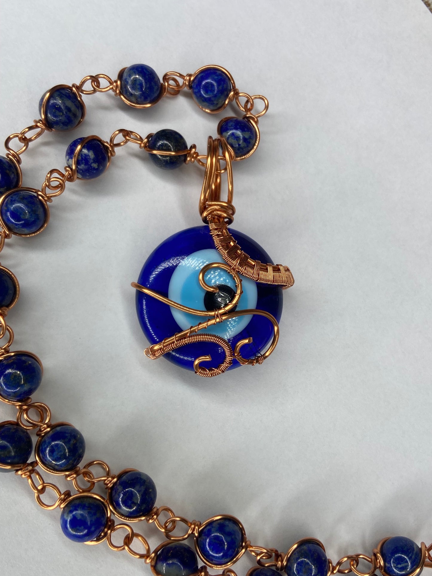 Luxury Evil Eye/Lapis Lazuli Masterpiece Pendant Necklace