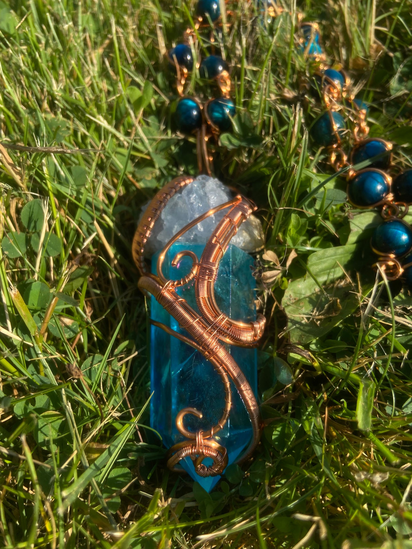 Ultra Premium Aqua Aura Quartz Masterpiece Pendant