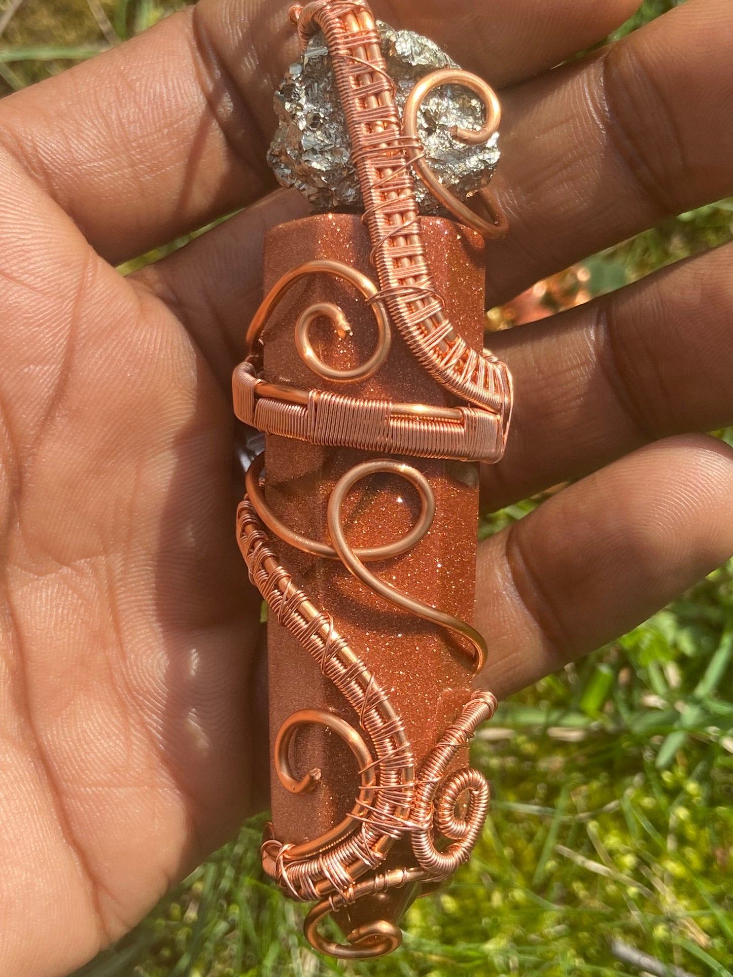 Red Goldstone/Pyrite Reiki Infused Masterpiece Healing Pendant