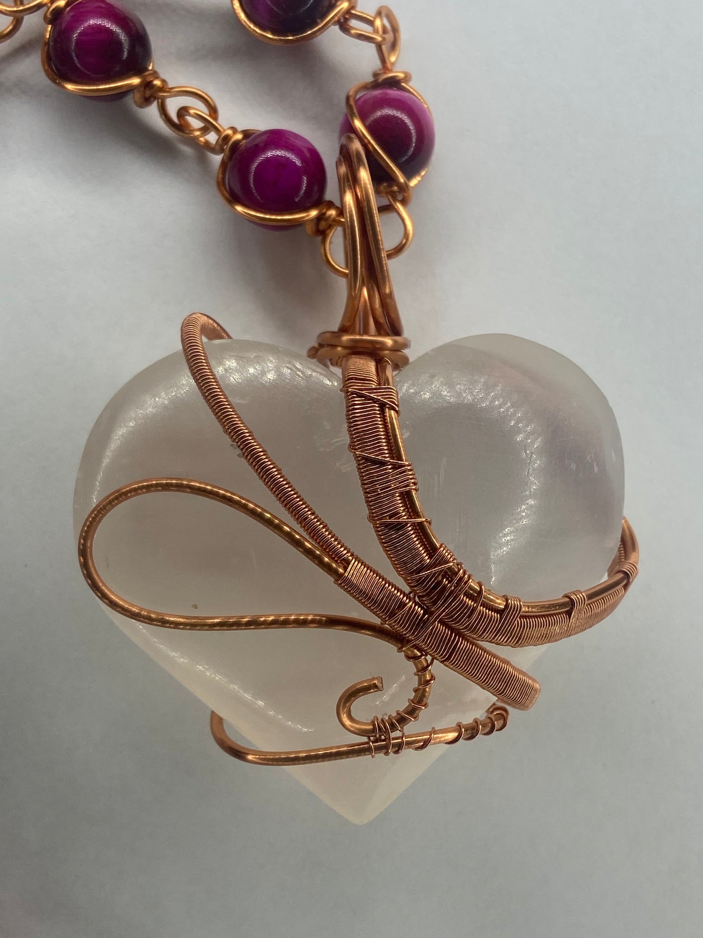 Luxury Selenite/ Pink Lace Agate Masterpiece Healing Pendant