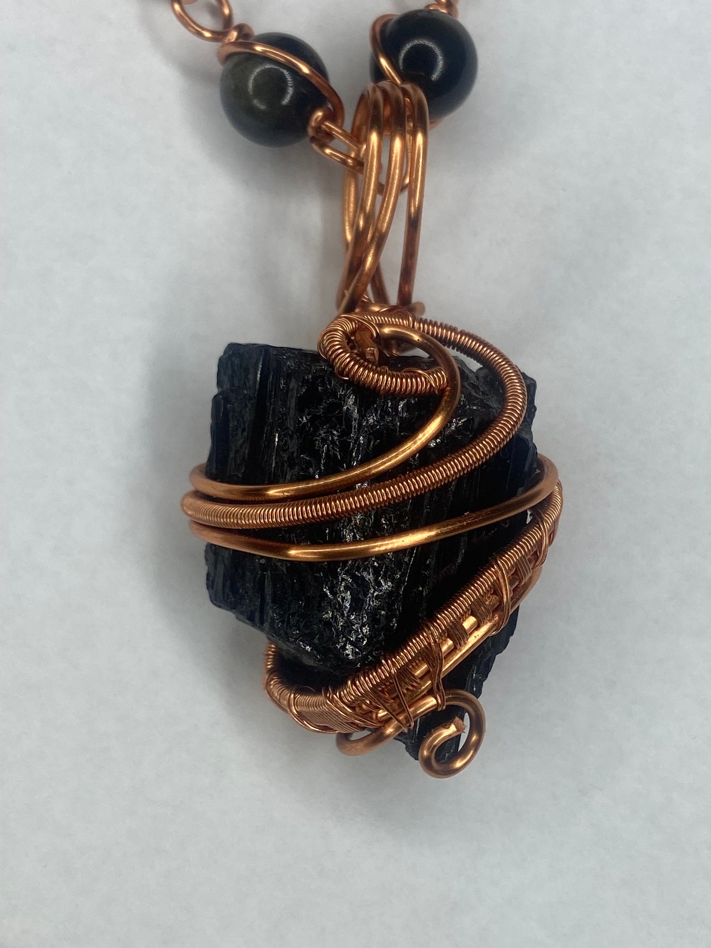 Luxury Black Tourmaline /Golden Obsidian Masterpiece Pendant Necklace