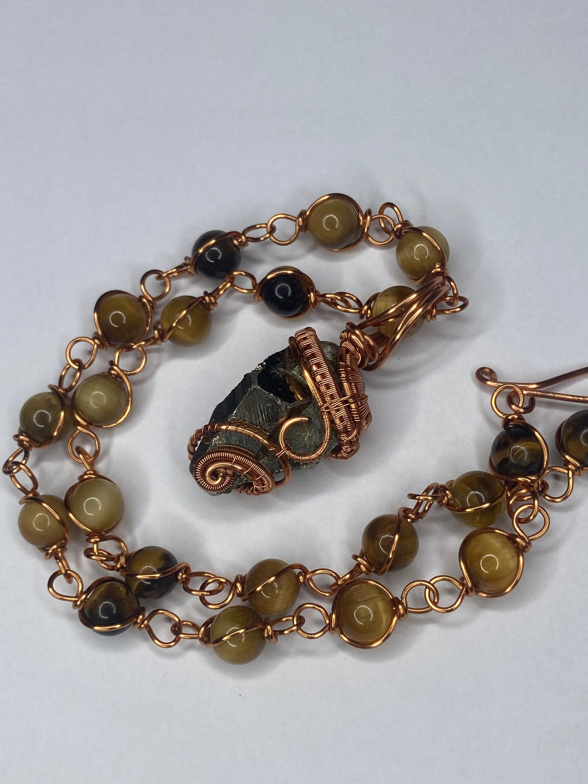 Luxury Pyrite /Yellow Jade & Tigers Eye Masterpiece Pendant