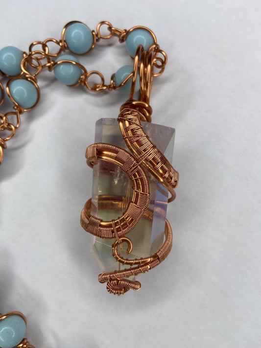 Luxury Clear Quartz Angelite Masterpiece Pendant
