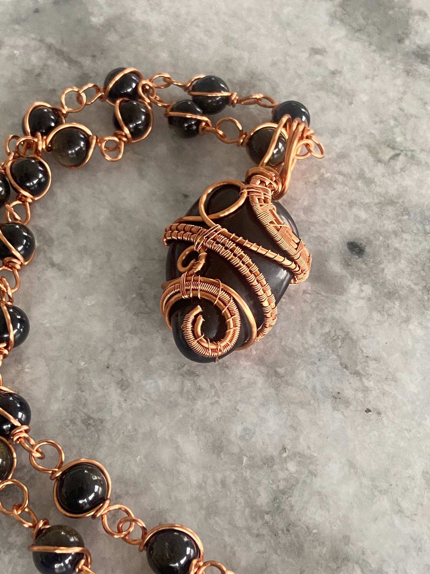 Black/ Golden Obsidian Masterpiece Pendant Nexklace