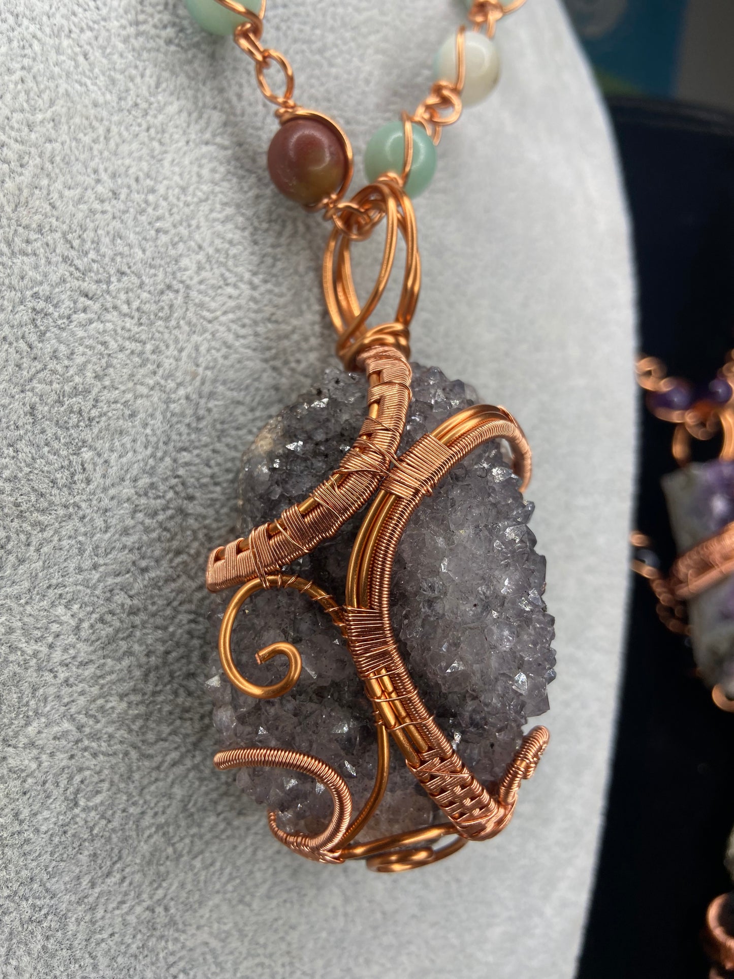 Amethyst + Amazonite Reiki Infused Masterpiece Pendant