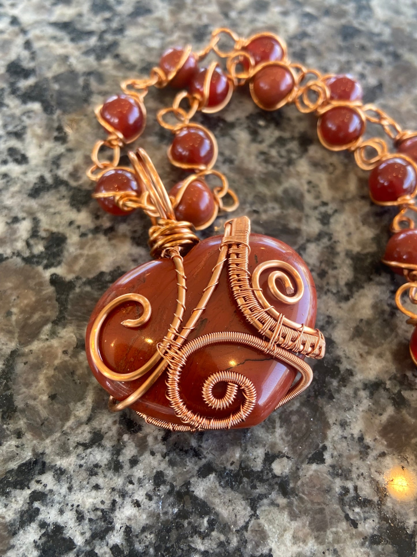 Luxury Red Jasper Heart/Carnelian Necklace Masterpiece Pendant