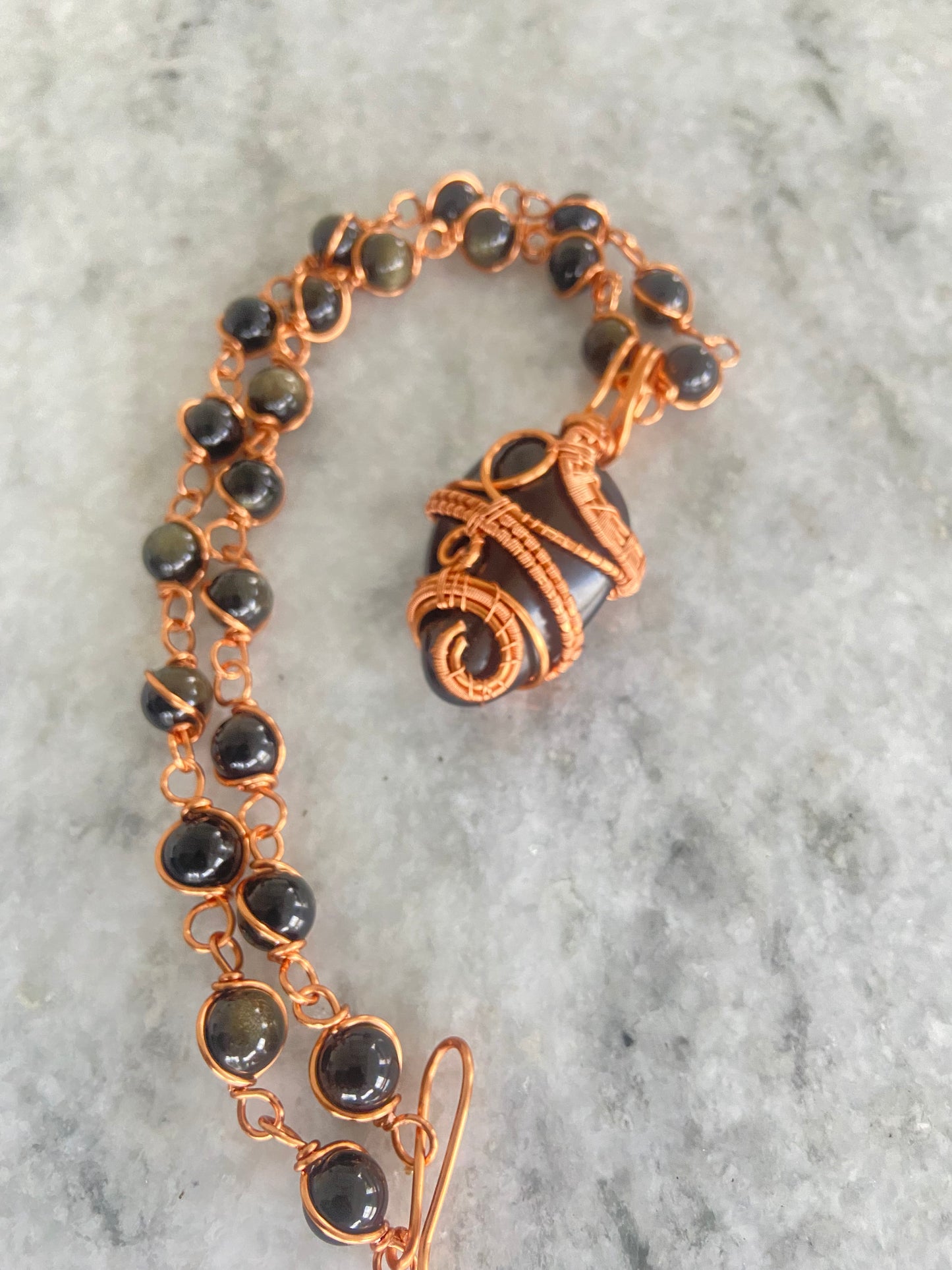 Black/ Golden Obsidian Masterpiece Pendant Nexklace