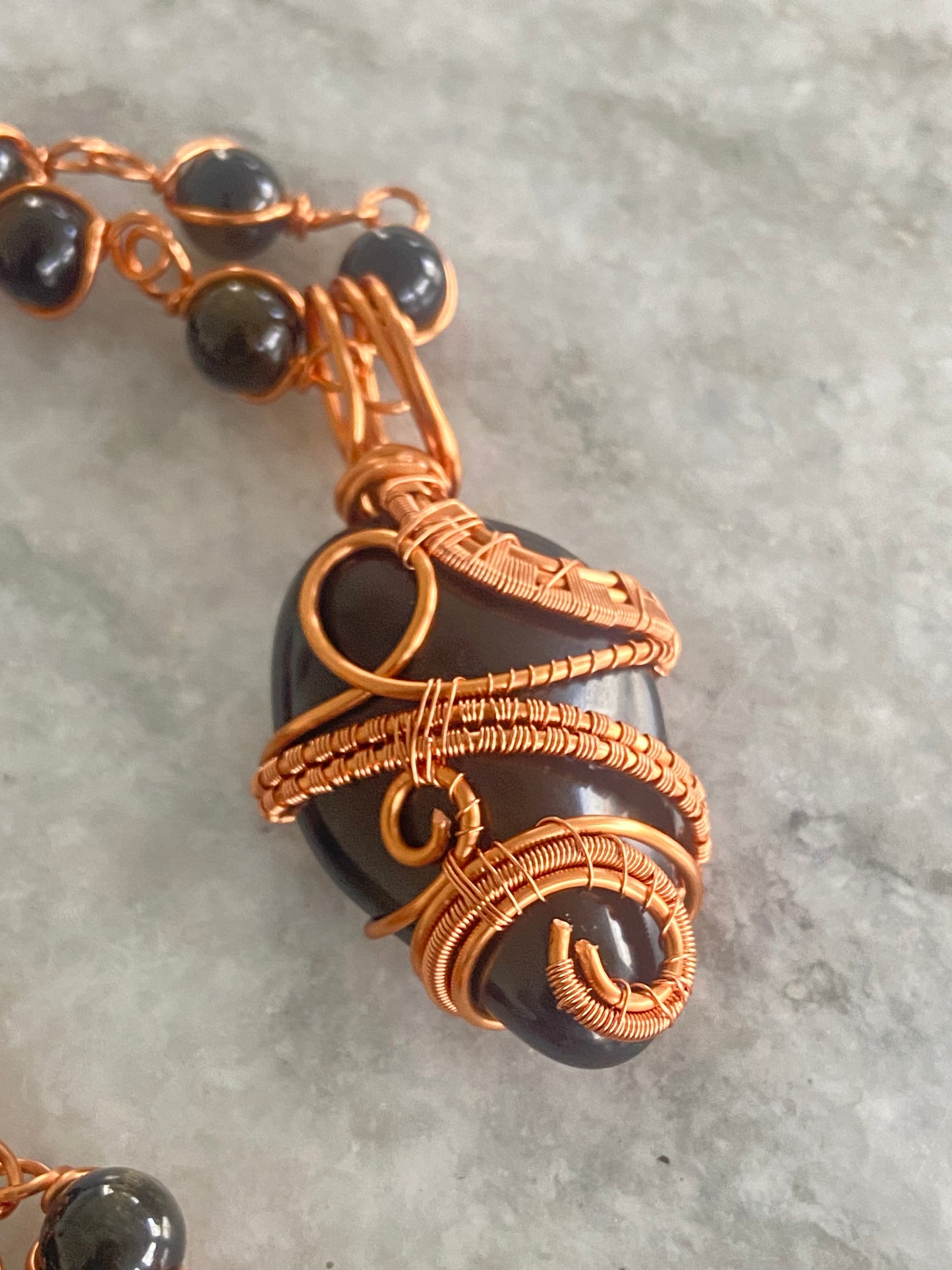 Black/ Golden Obsidian Masterpiece Pendant Nexklace