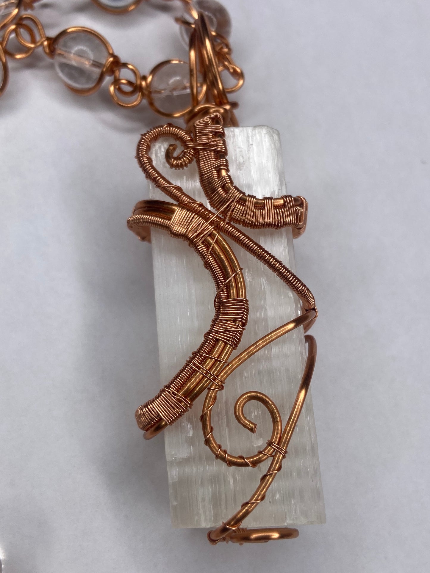 Luxury Selenite Clear Quartz Masterpiece Pendant