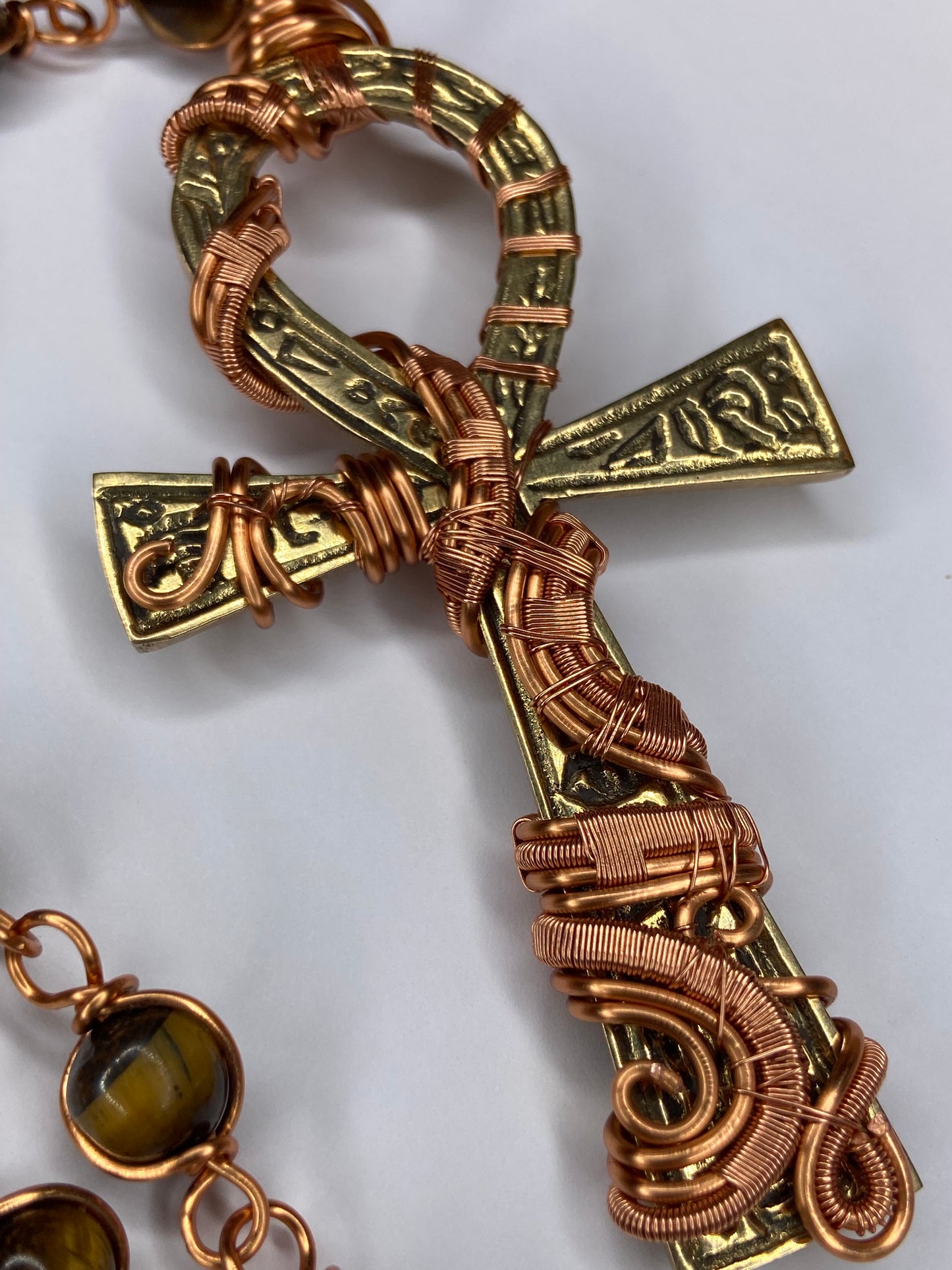 Luxury Egyptian Ankh Tigers Eye Masterpiece Pendant