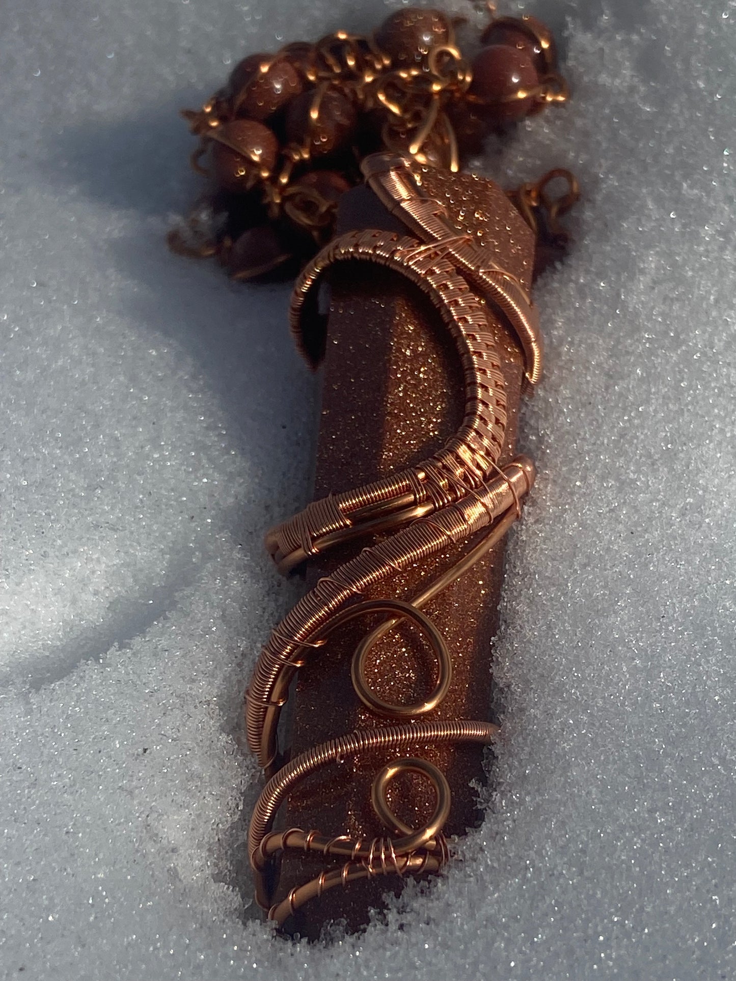 Luxury Red Goldstone Masterpiece Copper Healing Pendant