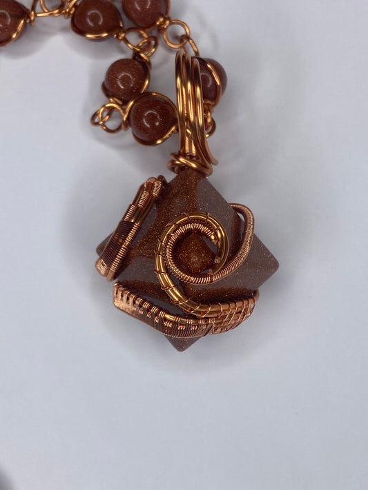 Luxury Red Goldstone Pyramid Masterpiece Pendant