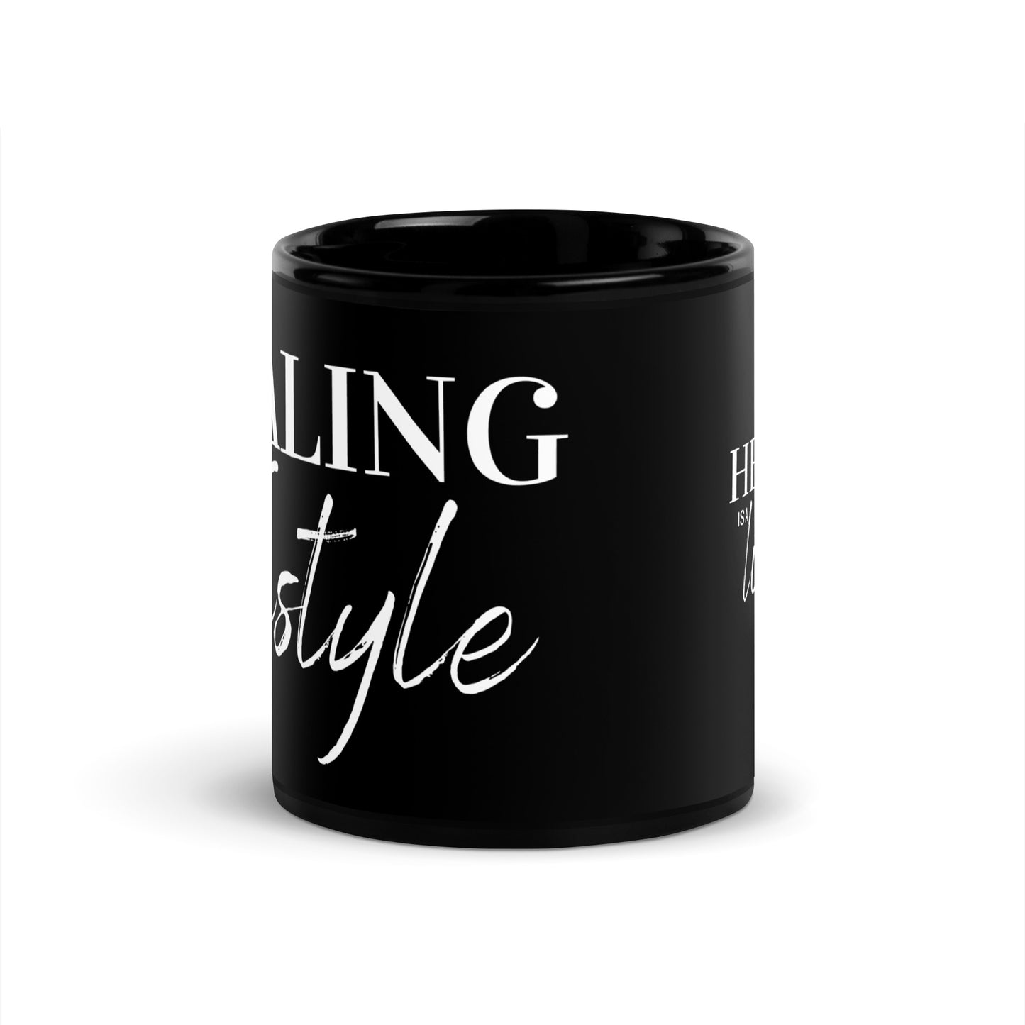 Healing is a Lifestyle Luxury Black Glossy Mug