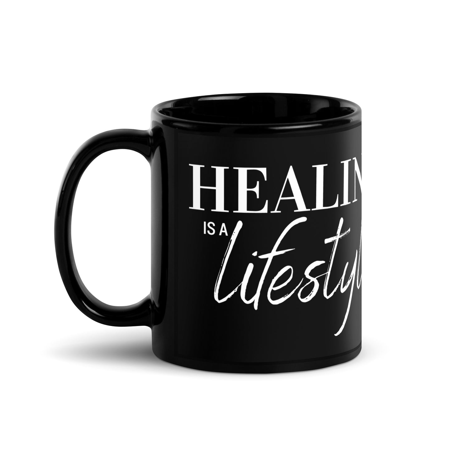 Healing is a Lifestyle Luxury Black Glossy Mug