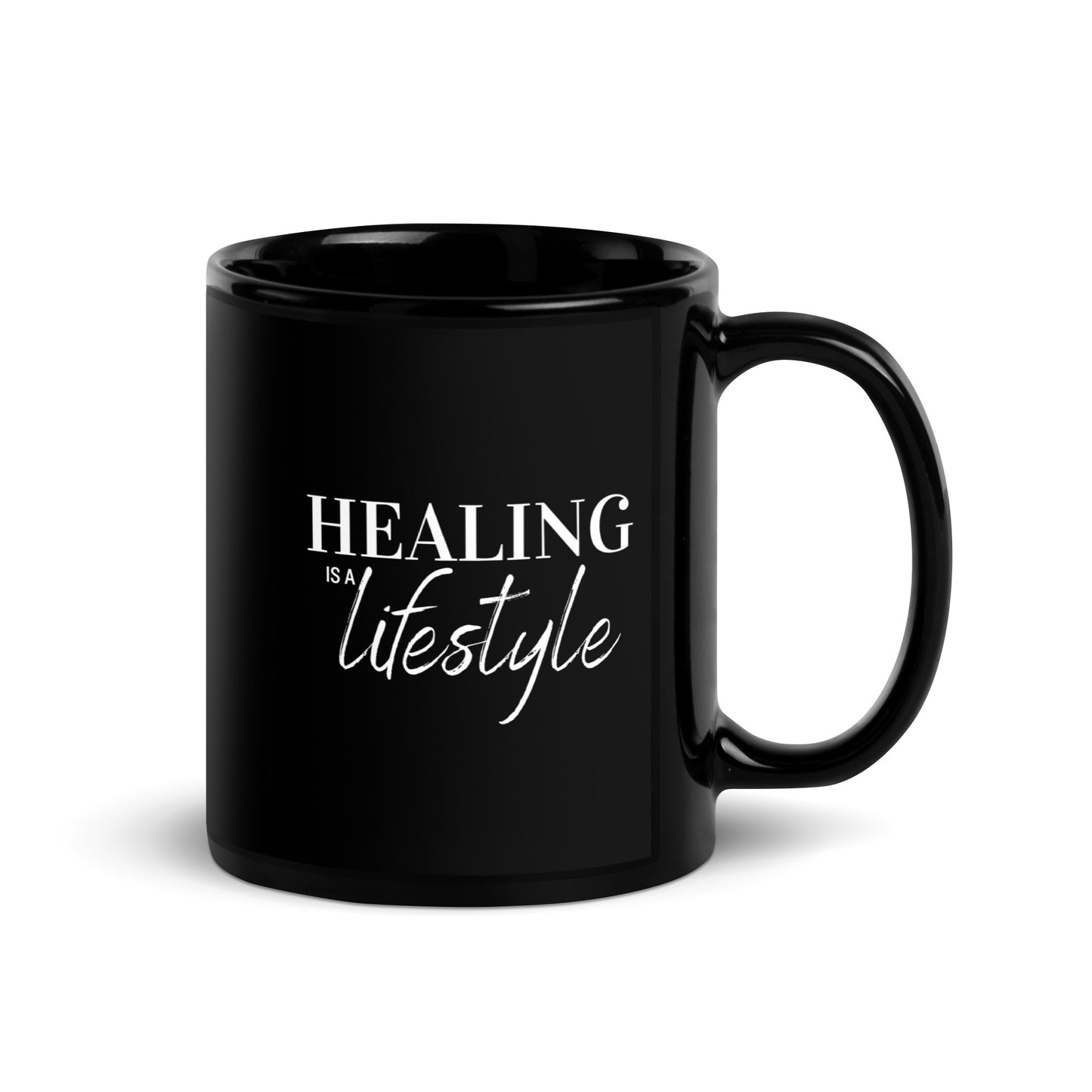 Healing is a Lifestyle Luxury Black Glossy Mug