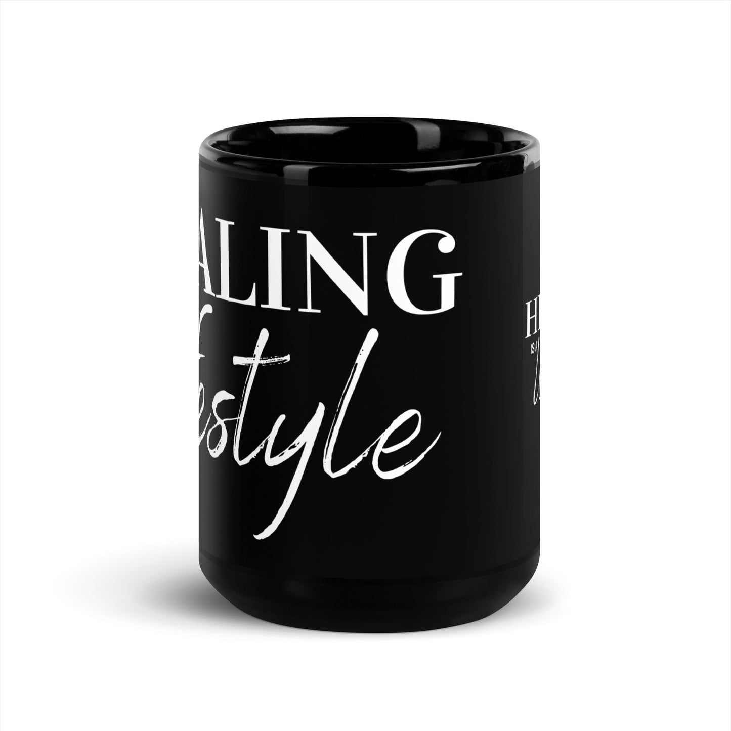 Healing is a Lifestyle Luxury Black Glossy Mug