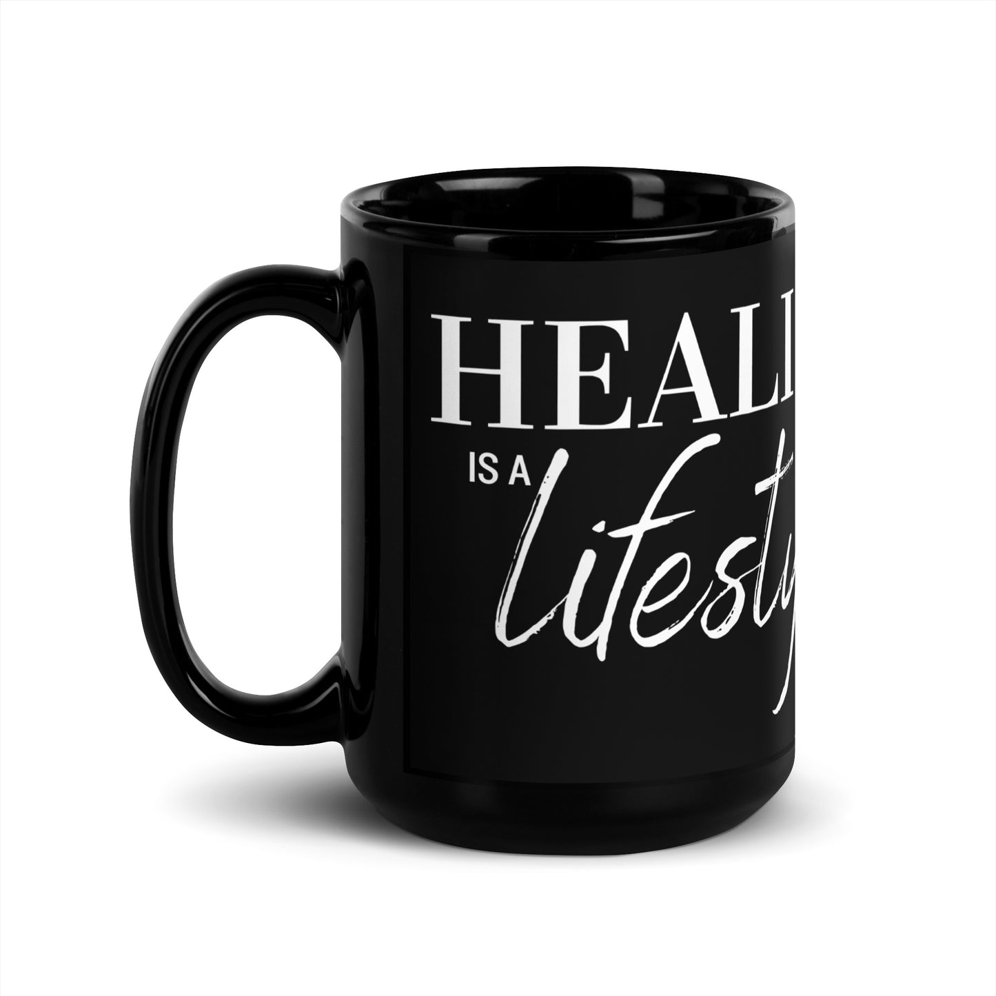 Healing is a Lifestyle Luxury Black Glossy Mug