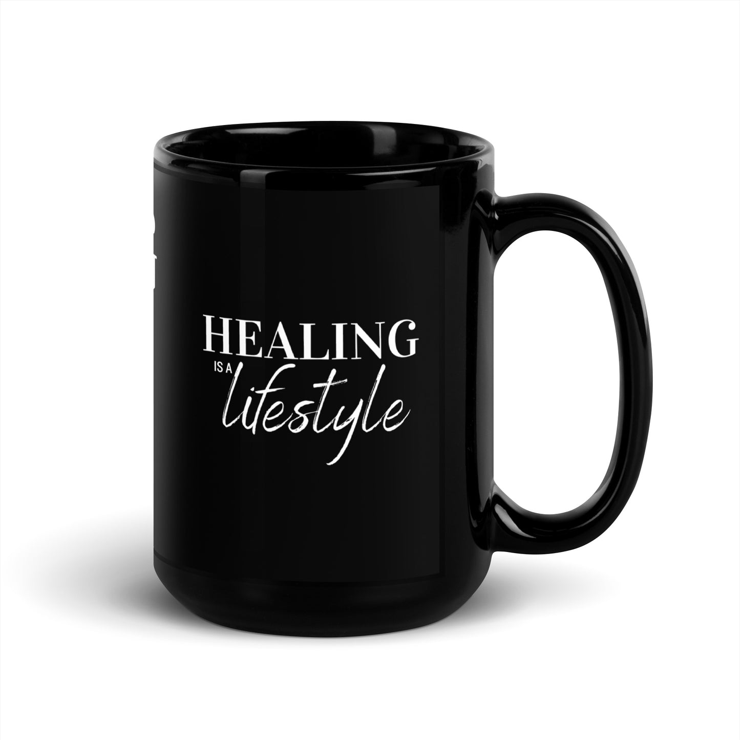 Healing is a Lifestyle Luxury Black Glossy Mug