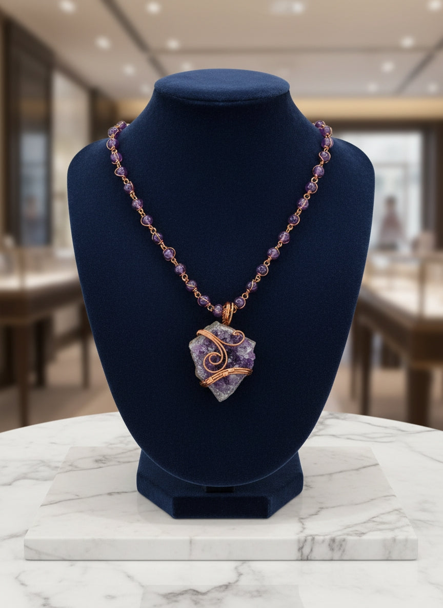 Luxury Purple Amethyst Healing Masterpiece Pendant
