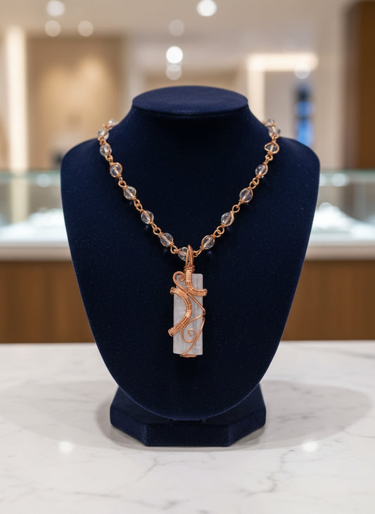 Luxury Selenite Clear Quartz Masterpiece Pendant