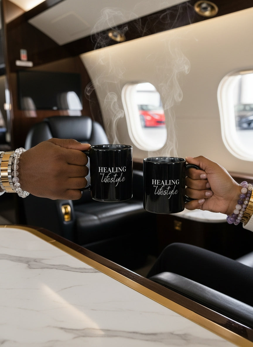 Healing is a Lifestyle Luxury Black Glossy Mug