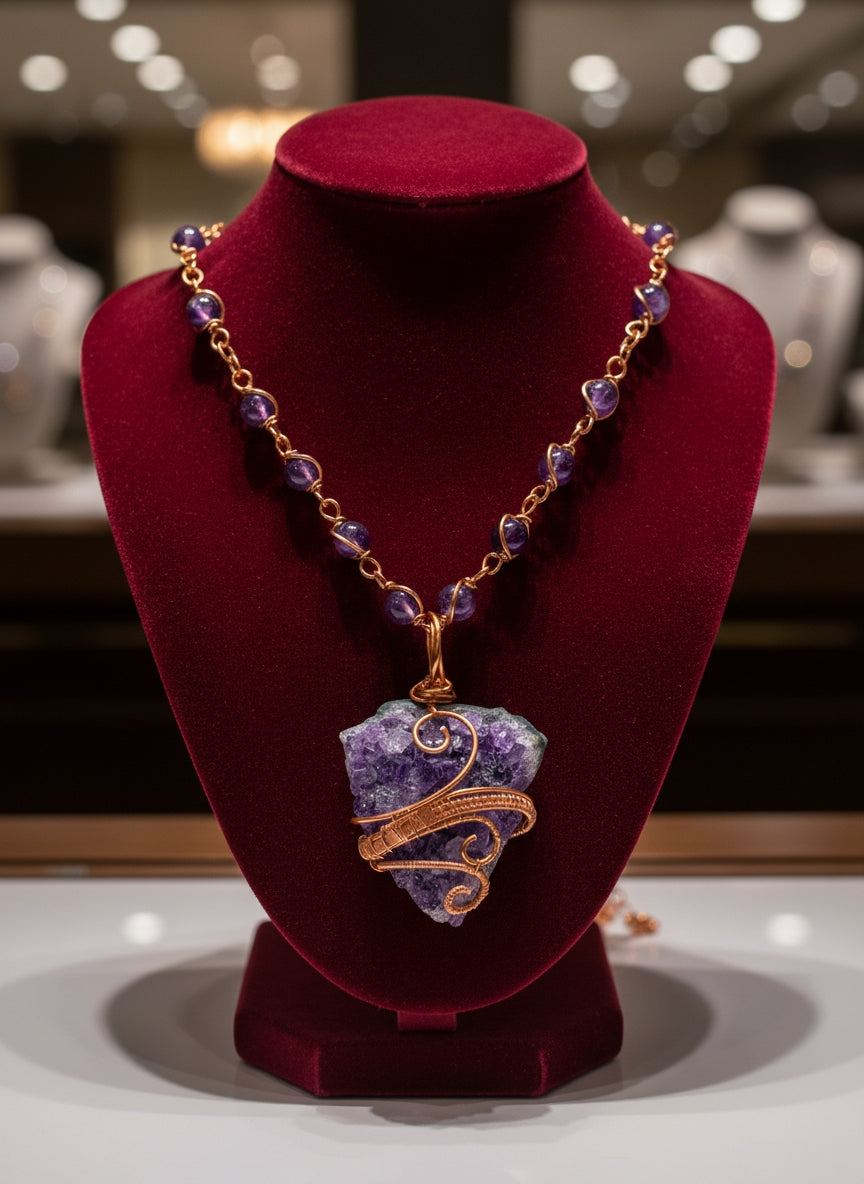 Ultra Premium Purple Amethyst Healing Masterpiece Pendant/Necklace