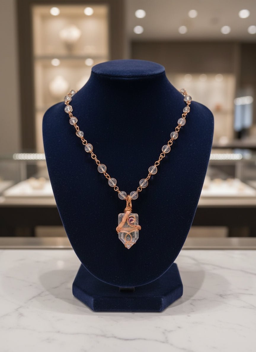 Luxury Clear Aura Quartz Healing Masterpiece Pendant