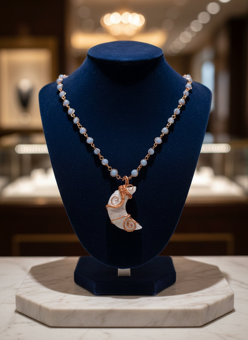 Selenite/Angelite Healing Masterpiece Pendant +Necklace