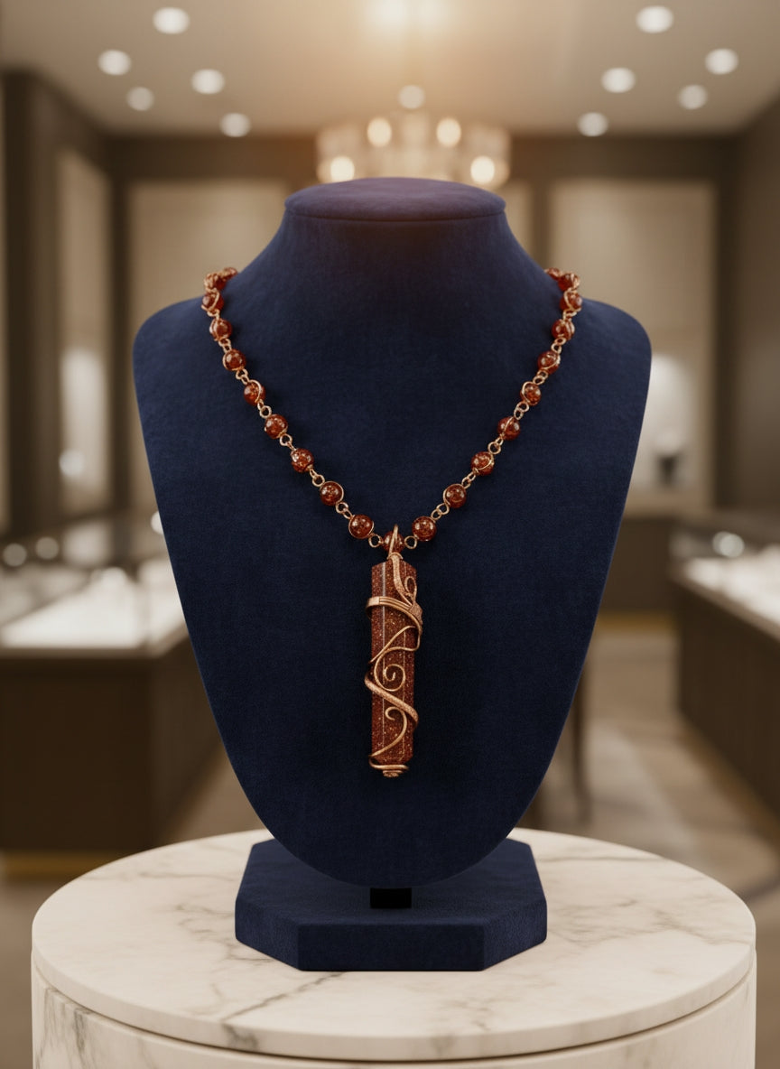 Red Goldstone /Jasper Copper Healing Masterpiece Pendant Necklace