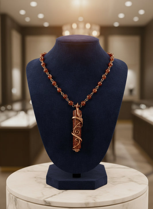 Red Goldstone /Jasper Copper Healing Masterpiece Pendant Necklace