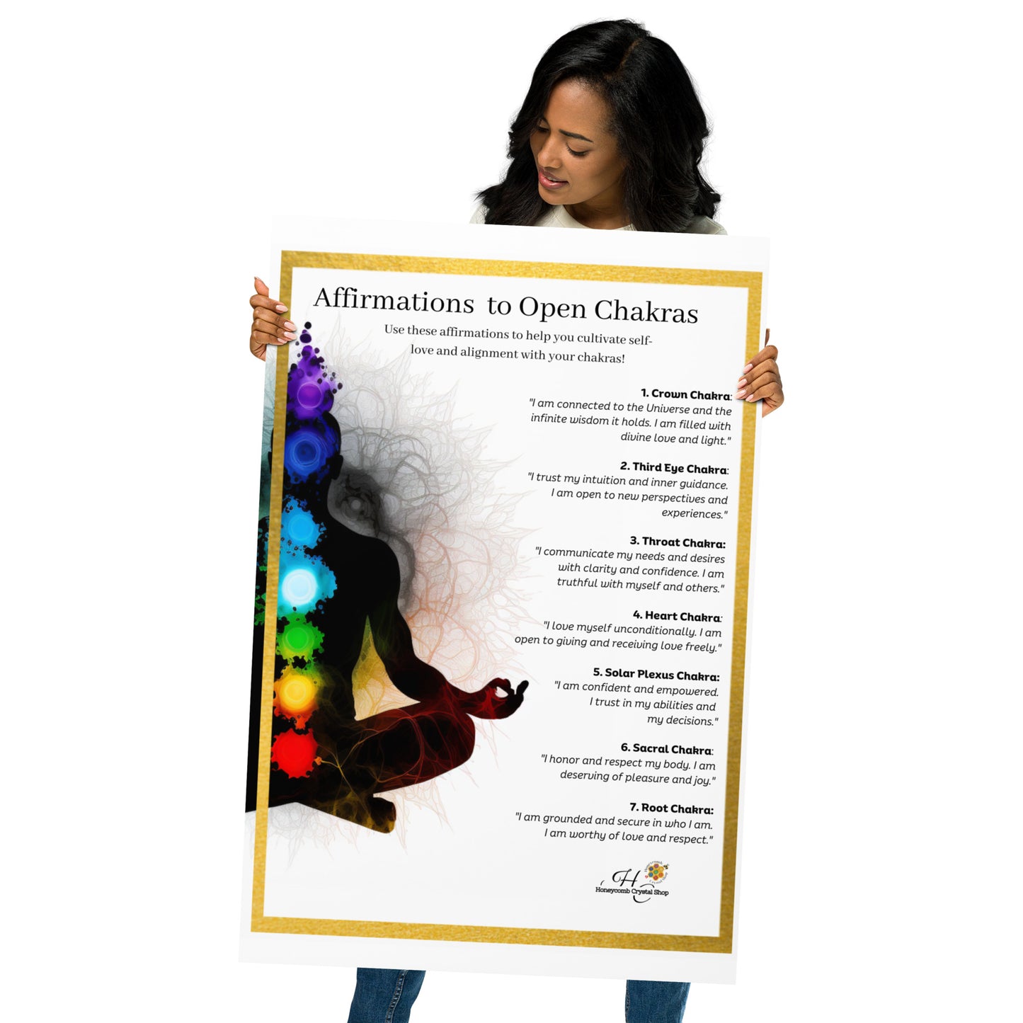 Chakra Affirmations Poster - Energize Your Mind, Body and Soul | Realign with 7 Chakras | Yoga and Meditation Wall Art | SEO-Optimized"